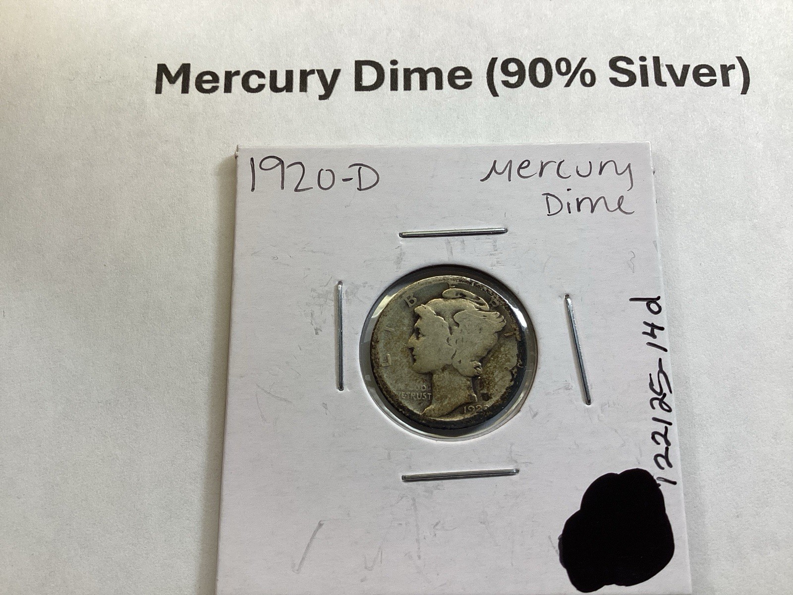 1920 D Mercury 90% Silver Dime from Denver Mint 122125 14d