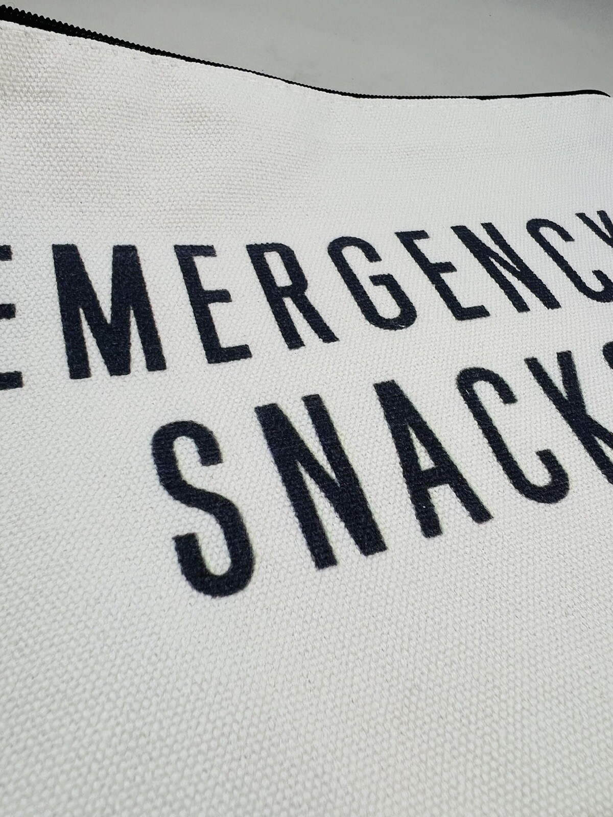 "Emergency Snacks" Printed Both Sides Canvas Zippered Pouch 8.75" x 6.25"
