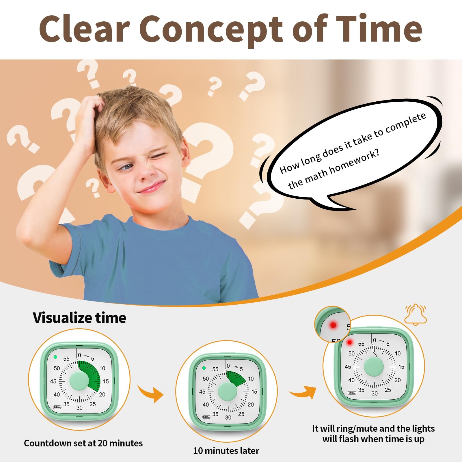 Visual Timer, Pomodoro Timers for Kids Adults, 60-Minute Countdown Desk Timer...