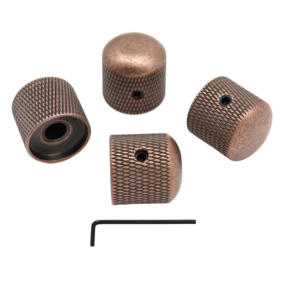 4Pcs Red Copper Metal Dome Knobs Guitar/Bass Volume Tone Speed Control Knobs