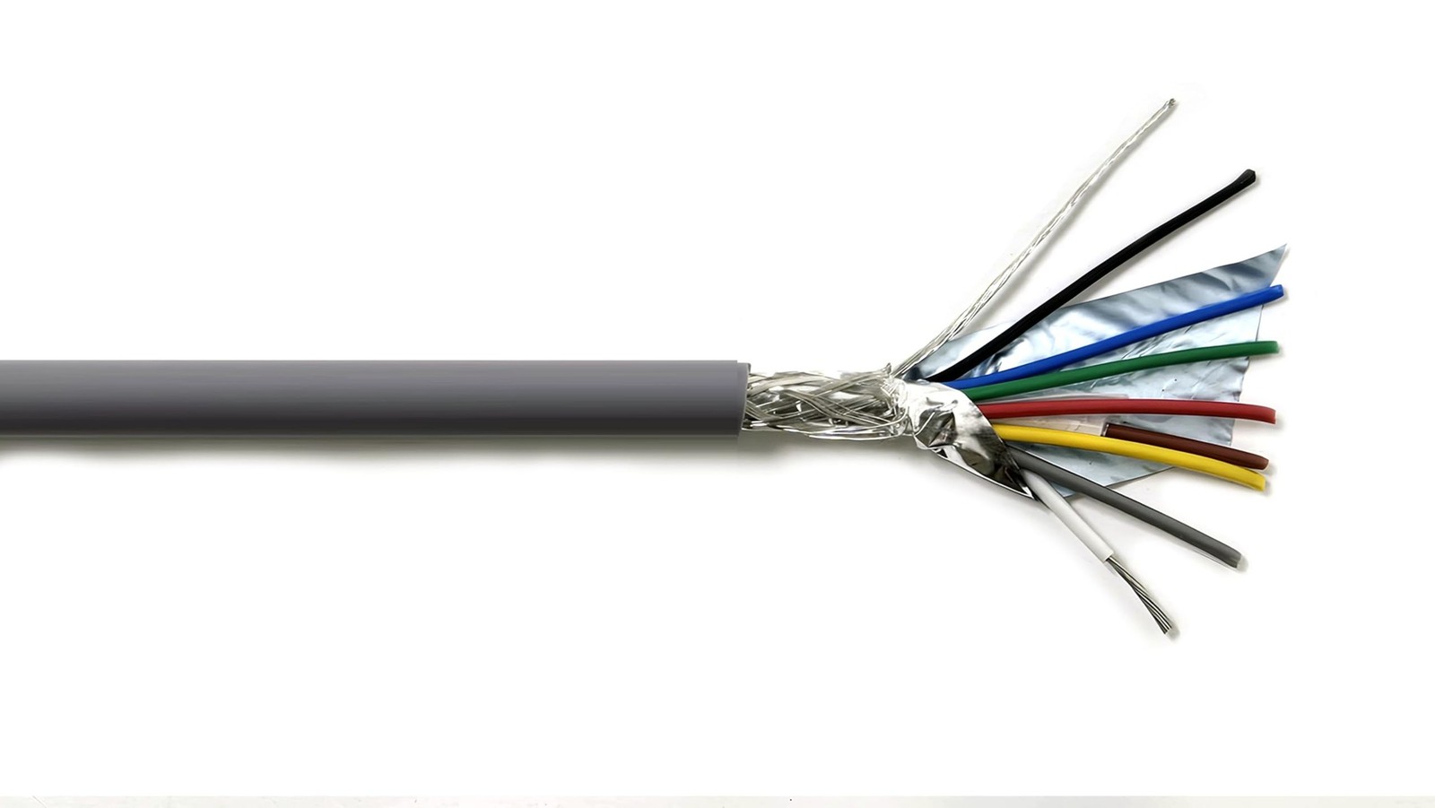 22AWG 8C AMESB Shielded Cable Wire (UL2464) - Flexible Str TC, PVC Ins, OS+Dr...