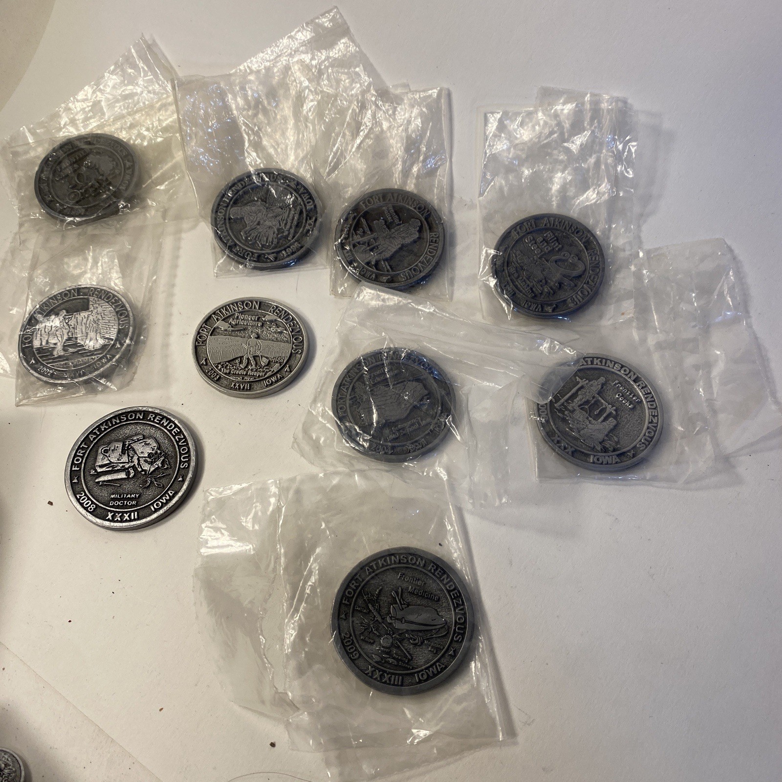 RARE FORT ATKINSON IOWA RENDEZVOUS CHALLENGE FRIENDS OF LOT OF 10 MEDALLIONS