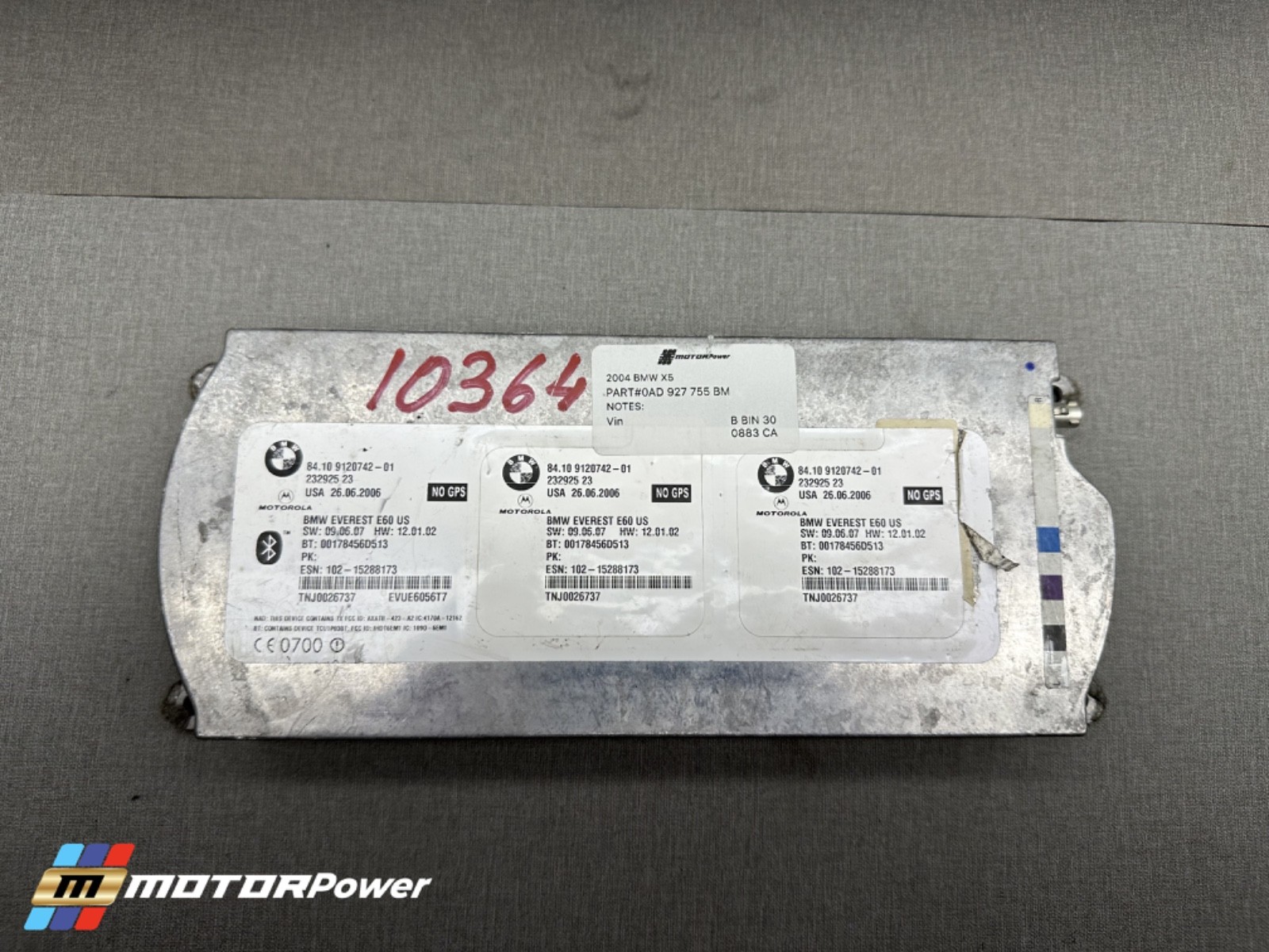 06-10 BMW E90 E92 E63 E64 Bluetooth Telematics Control Unit Module OEM 9120742
