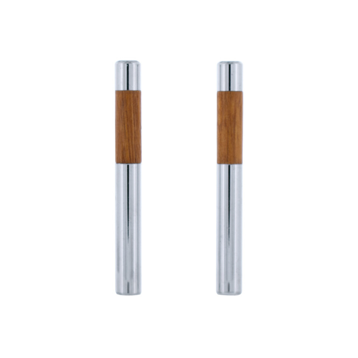 United Pacific 70039 Chrome/Walnut Tube Door Lock Knobs -  Pack of 2