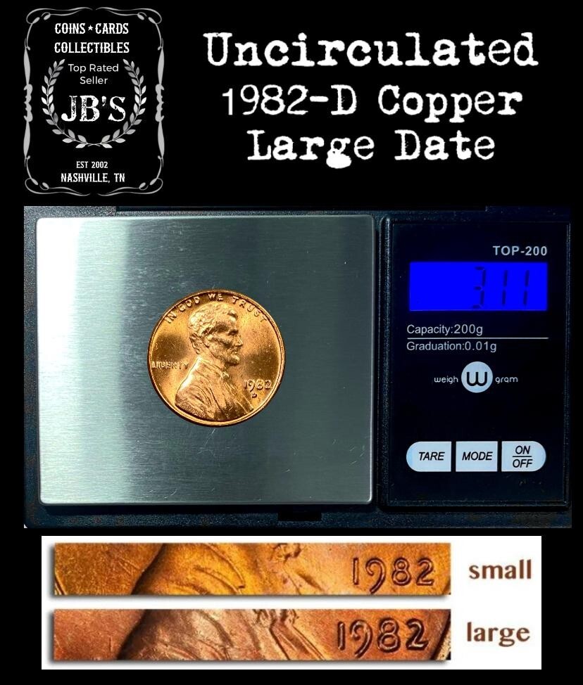 1982-D Lincoln Memorial Cent Penny 1c -COPPER LARGE DATE -BRILLIANT UNCIRCULATED