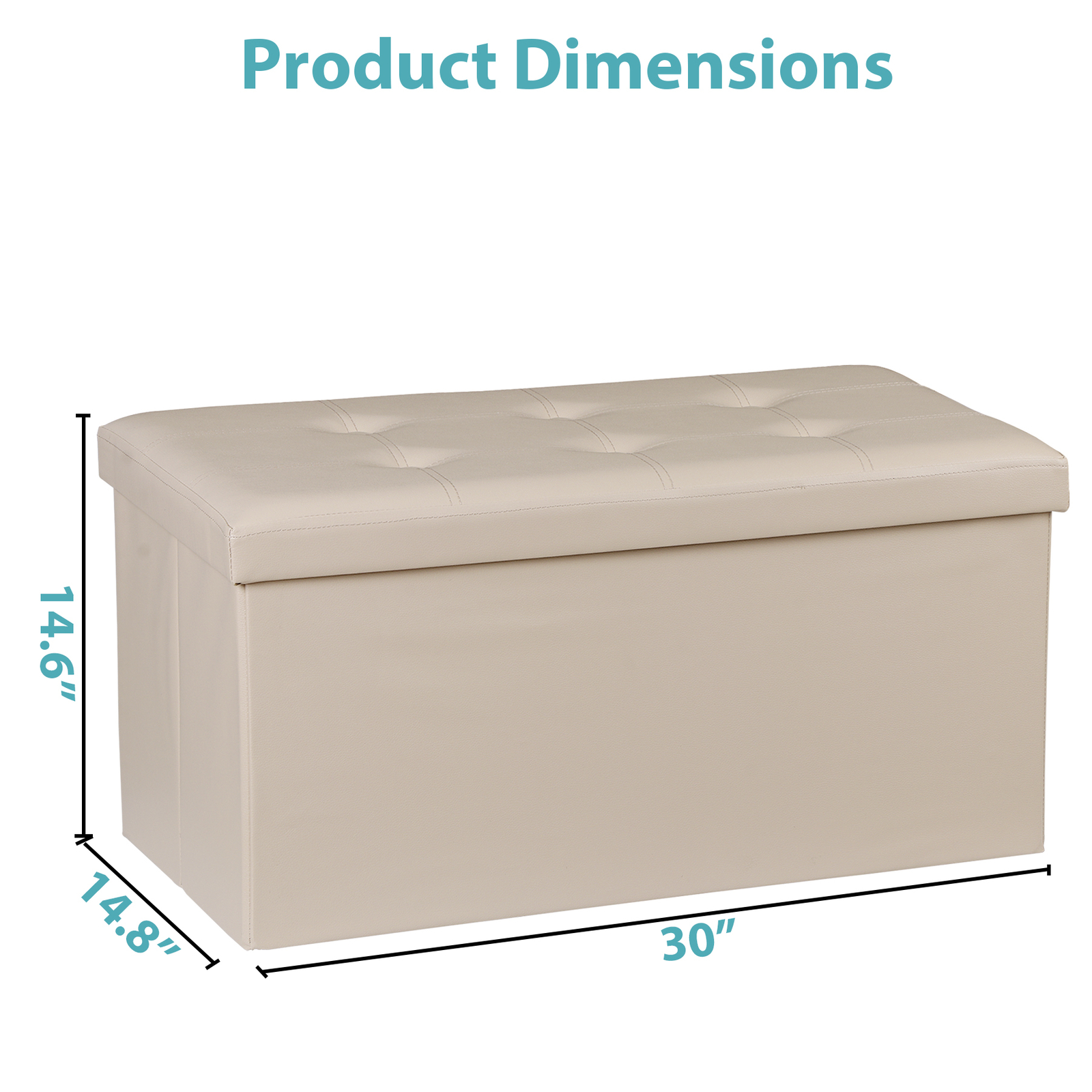 30'' Folding Ottoman Rectangular Footrest Storage Chest with Faux Leather Lid