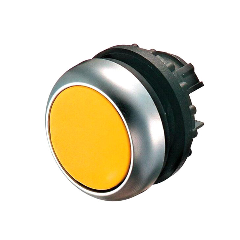 EATON M22-D-Y Pushbutton 22.5mm Flush Mounted Yellow Actuator Silver Bezel ✦KD