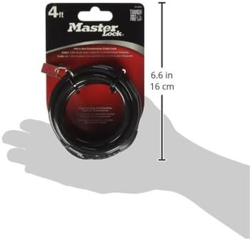 8143D Bike Lock Cable with Combination - Secure & Durable Black