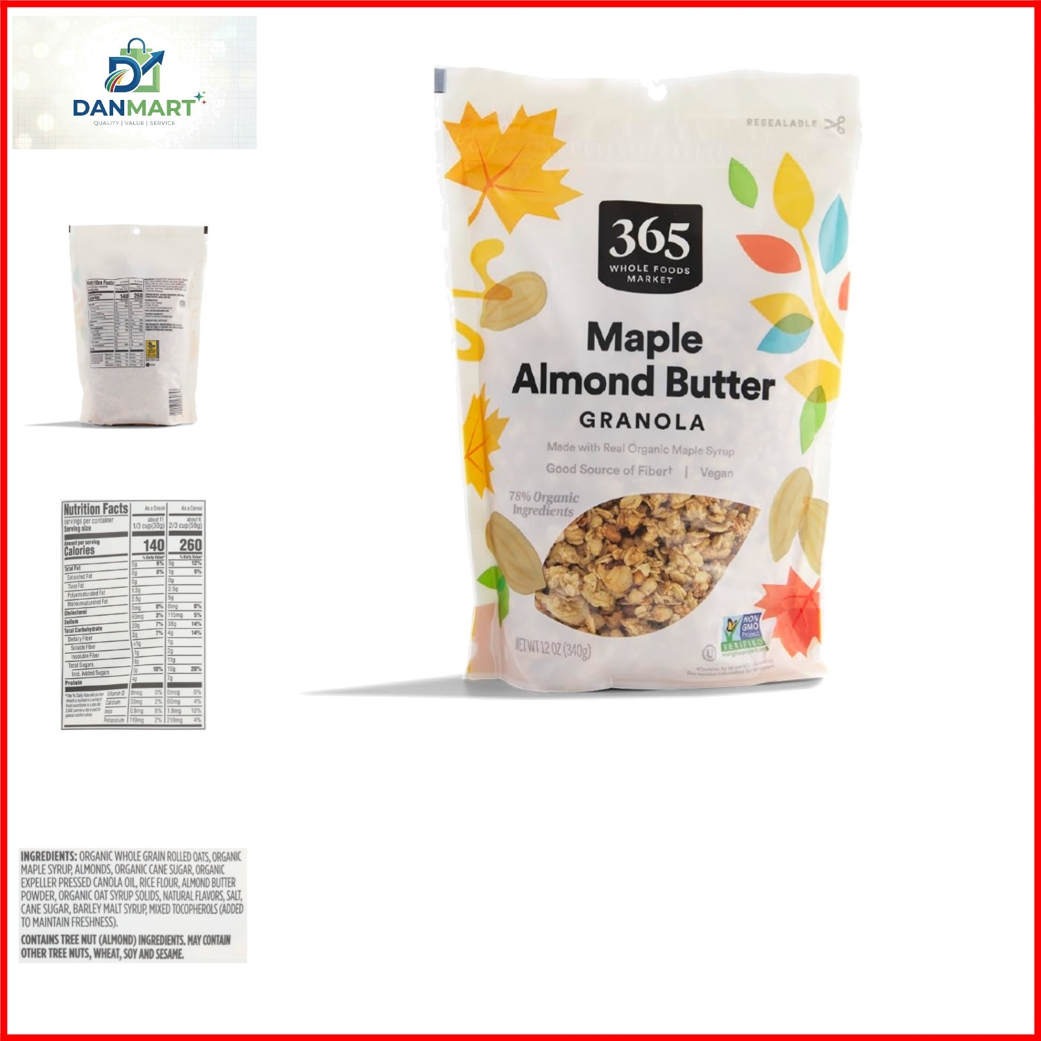 Maple & Almond Butter Granola, 12 Ounce