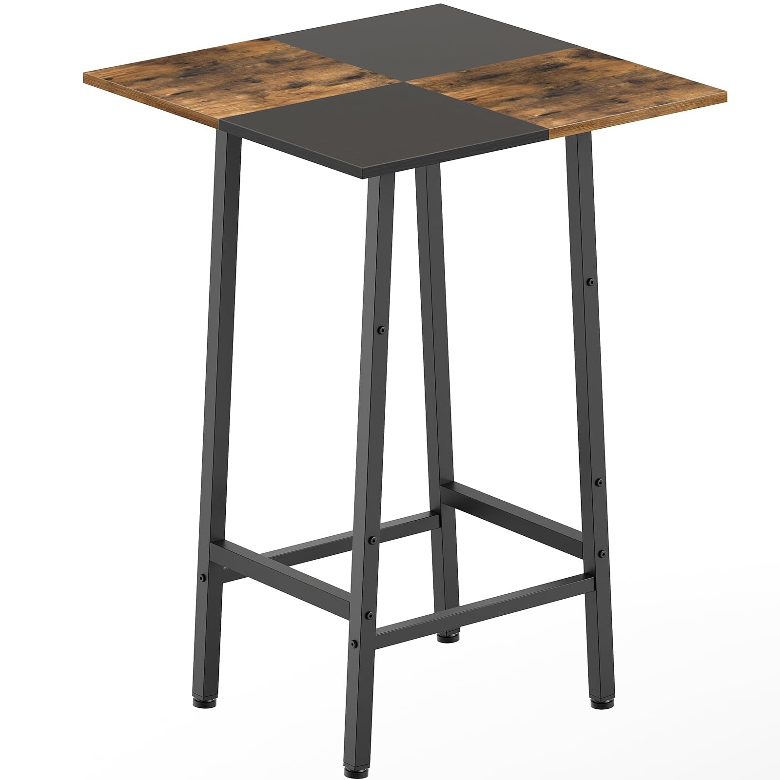 Rustic Brown And Black Bar Table Kitchen Dining Pub Counter Height Breakfast...