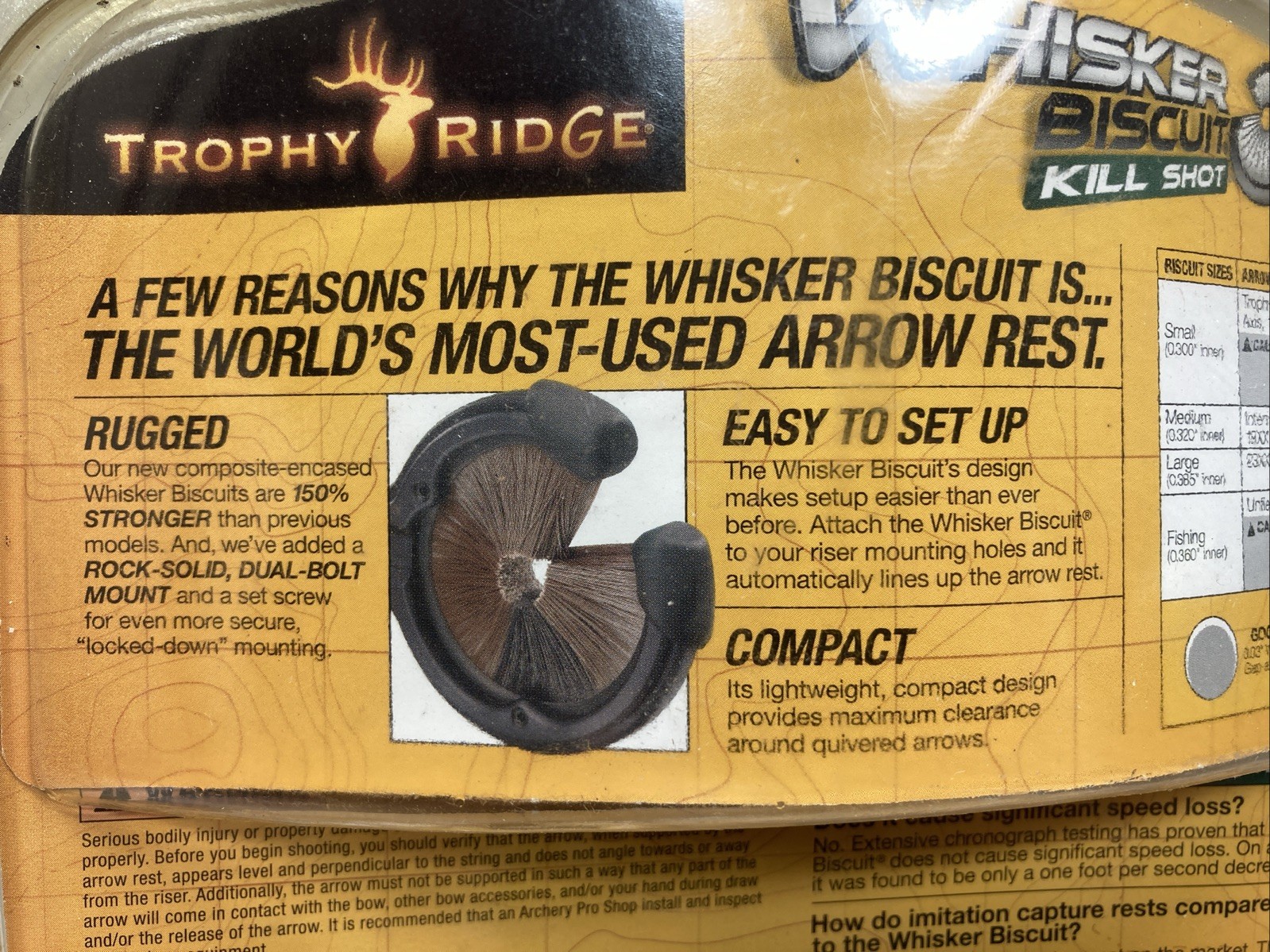 Trophy Ridge Archery Kill Shot Medium Whisker Biscuit Bow Arrow Rest RH/LH
