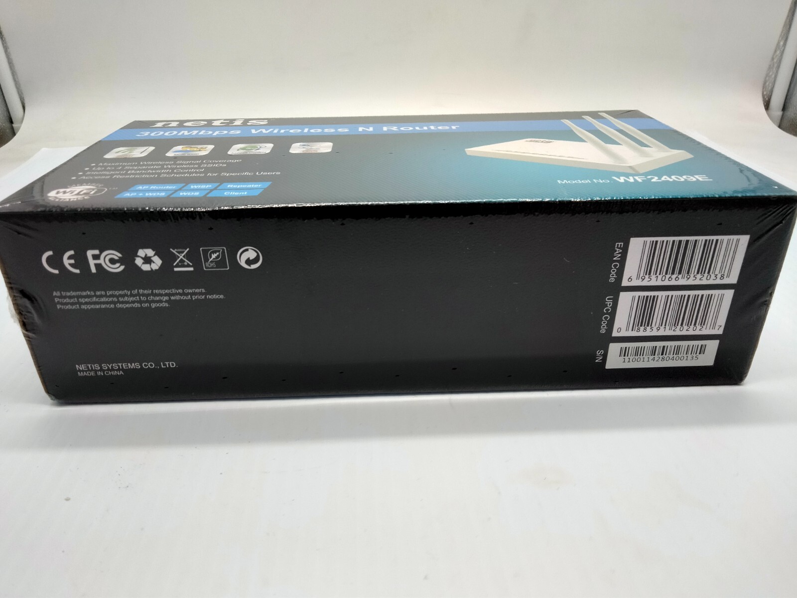 NETIS WF2409E Wireless Router 300Mbps Speed 3 Fixed Antenna Increase Range