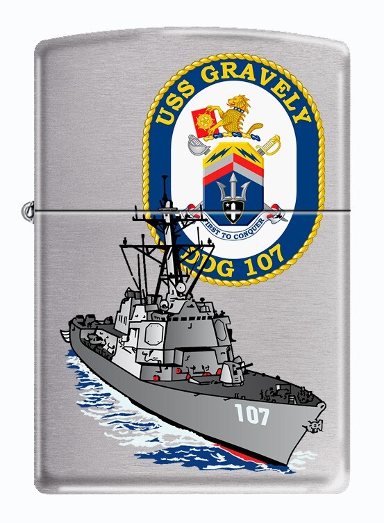 USS Gravely (DDG-107) Destroyer Zippo MIB   Brushed Chrome