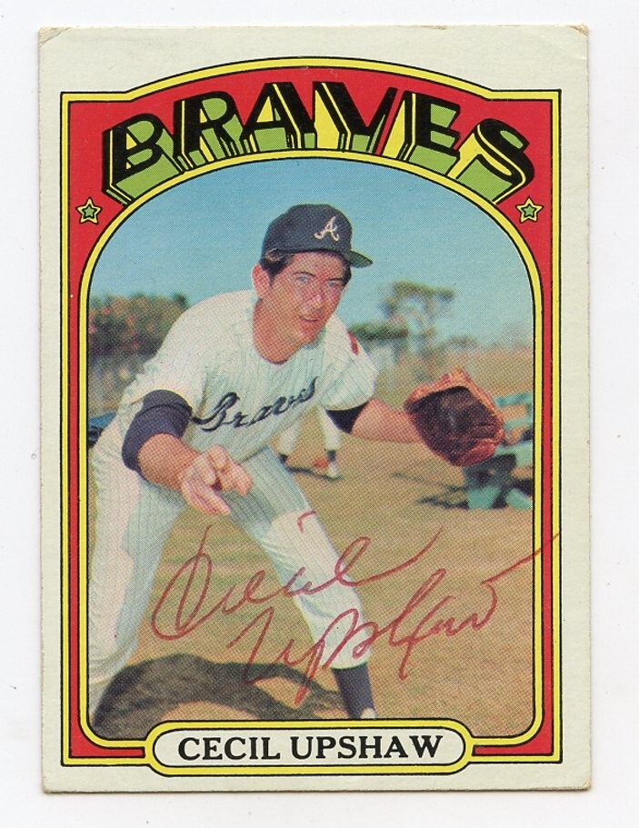 CECIL UPSHAW Signed 1972 Topps #74  Braves  Guaranteed Authentic KOA