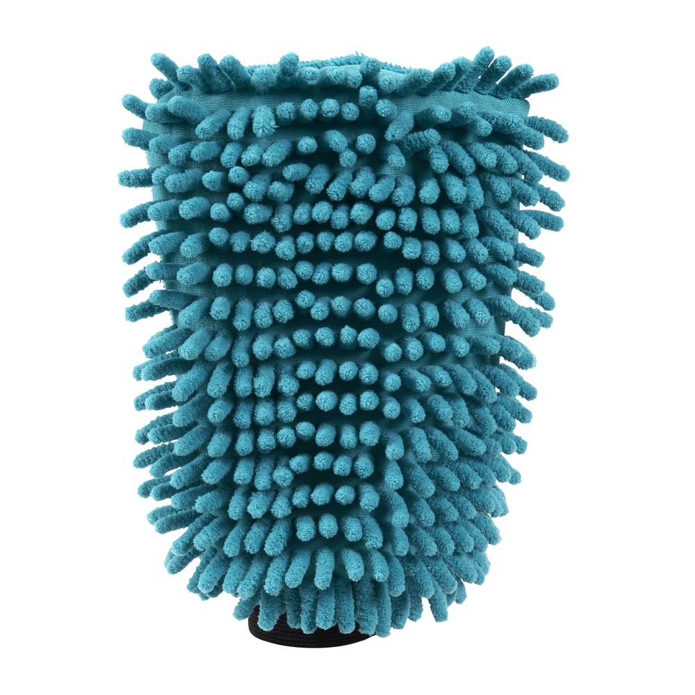 JVL Chenille Microfibre Cleaning Hand Mitt with Elasticated Cuff, Teal/Grey