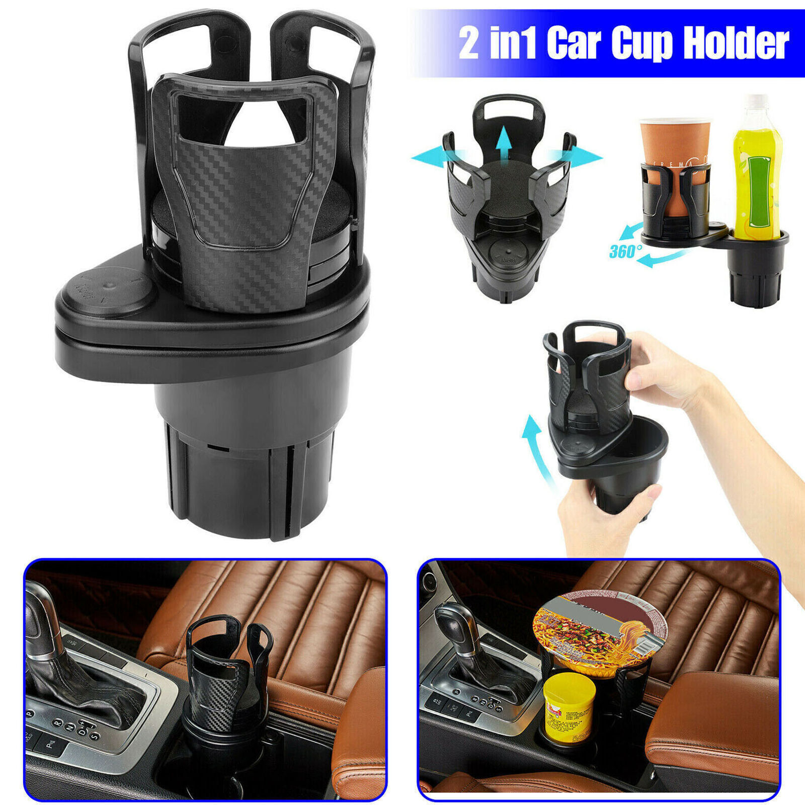 2in1 Multifunction Auto Car Seat Cup Holder Water Bottle Drink Coffee Adjustable