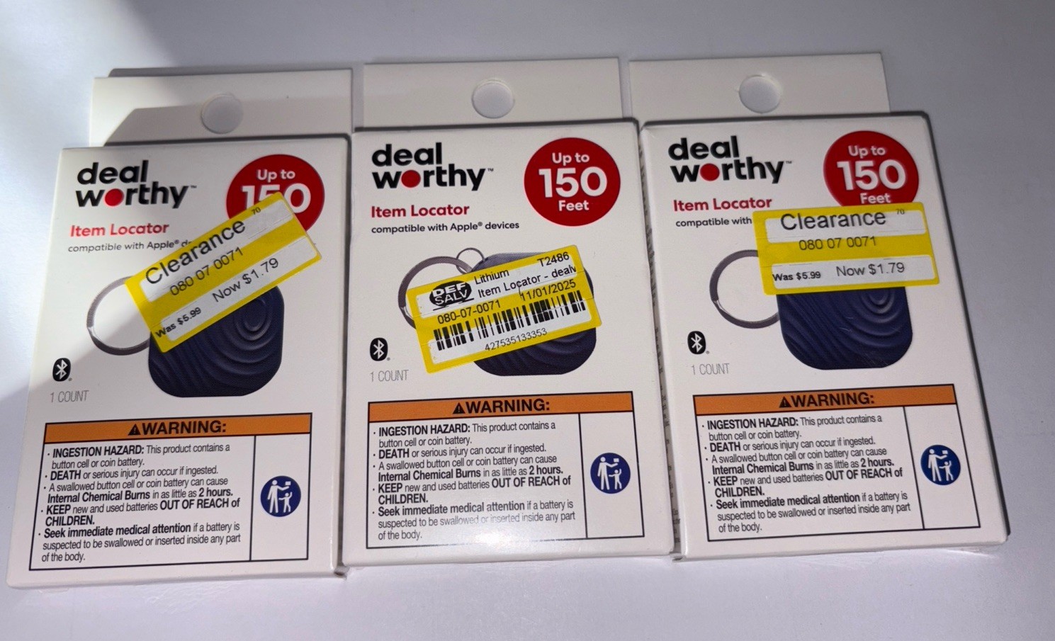 Deal Worthy Tracker Bluetooth Apple Compatible Pack of 3 NIB