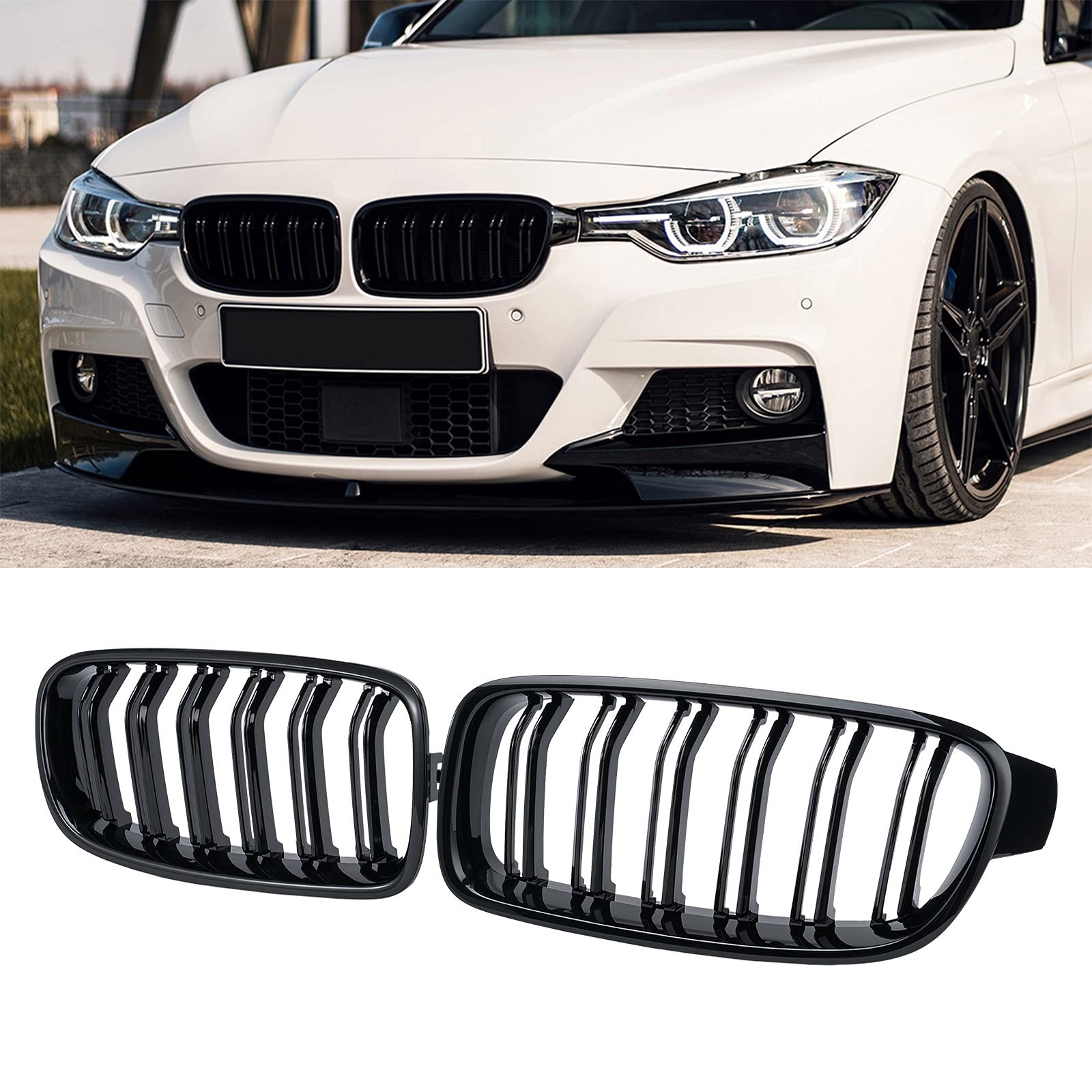 ABS F30 Grill, Front Kidney Grille for 2012-2018 BMW 3 Series F30 F31 (Double...