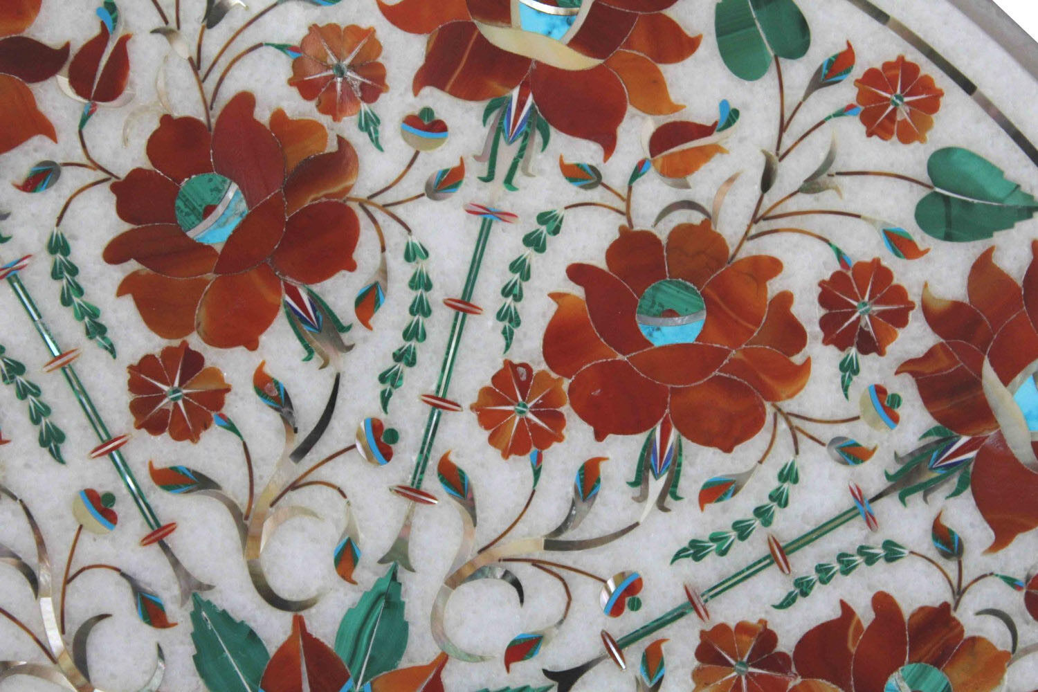 Size 18"x18" Marble Coffee Table Top Carnelian Inlay Mosaic Marquetry Home Decor