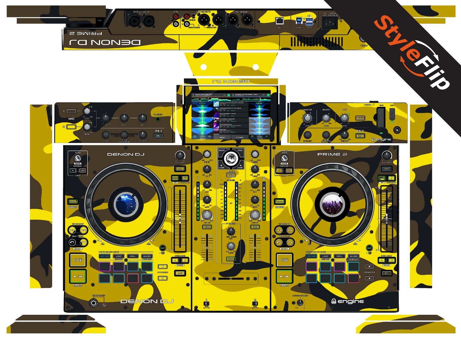 Denon Prime 2 Skin | Yellow Camo | Protective Decal | StyleFlip Skins