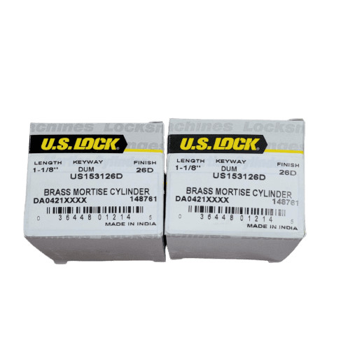 2-PACK US Lock Dummy Cylinder 1-1/8 in. Solid Brass Chrome