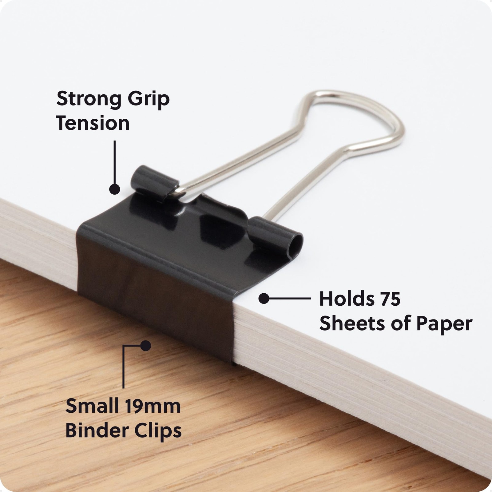 U Brands Small Binder Clips, 144-Count, 3/4 Inch, Mini Paper Small, Black