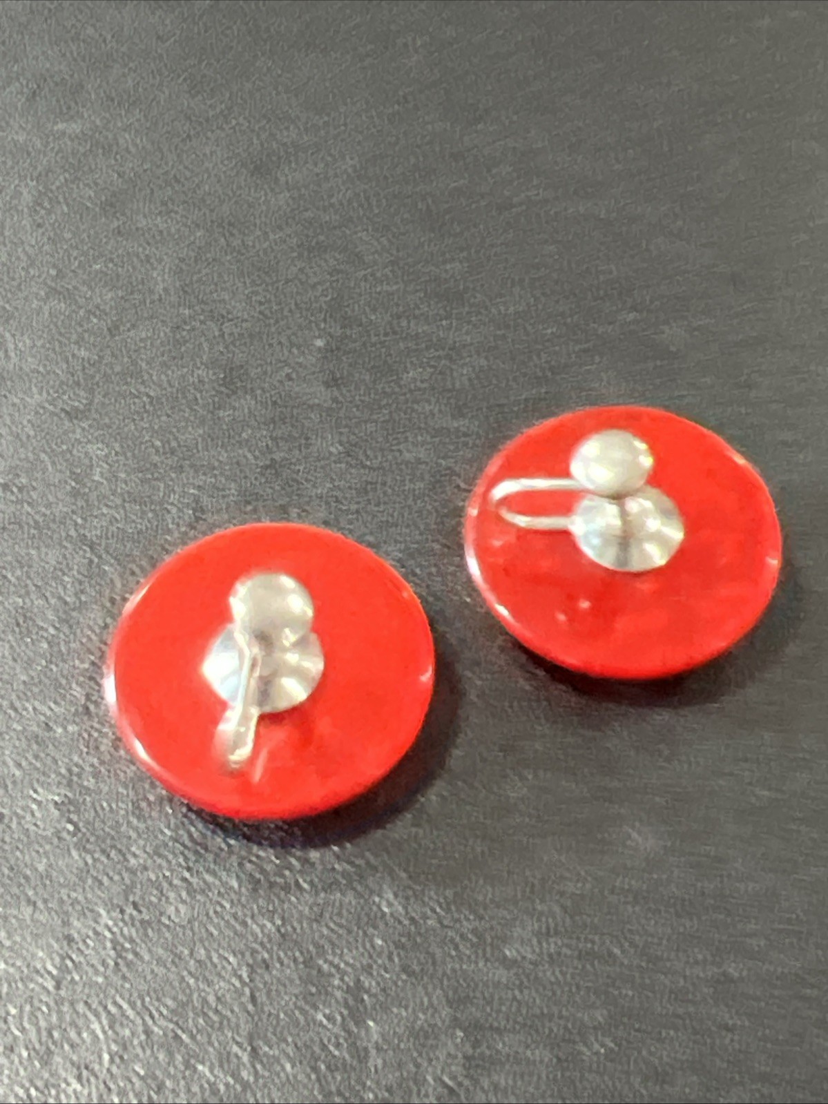 vintage red lucite Screw Back Earrings