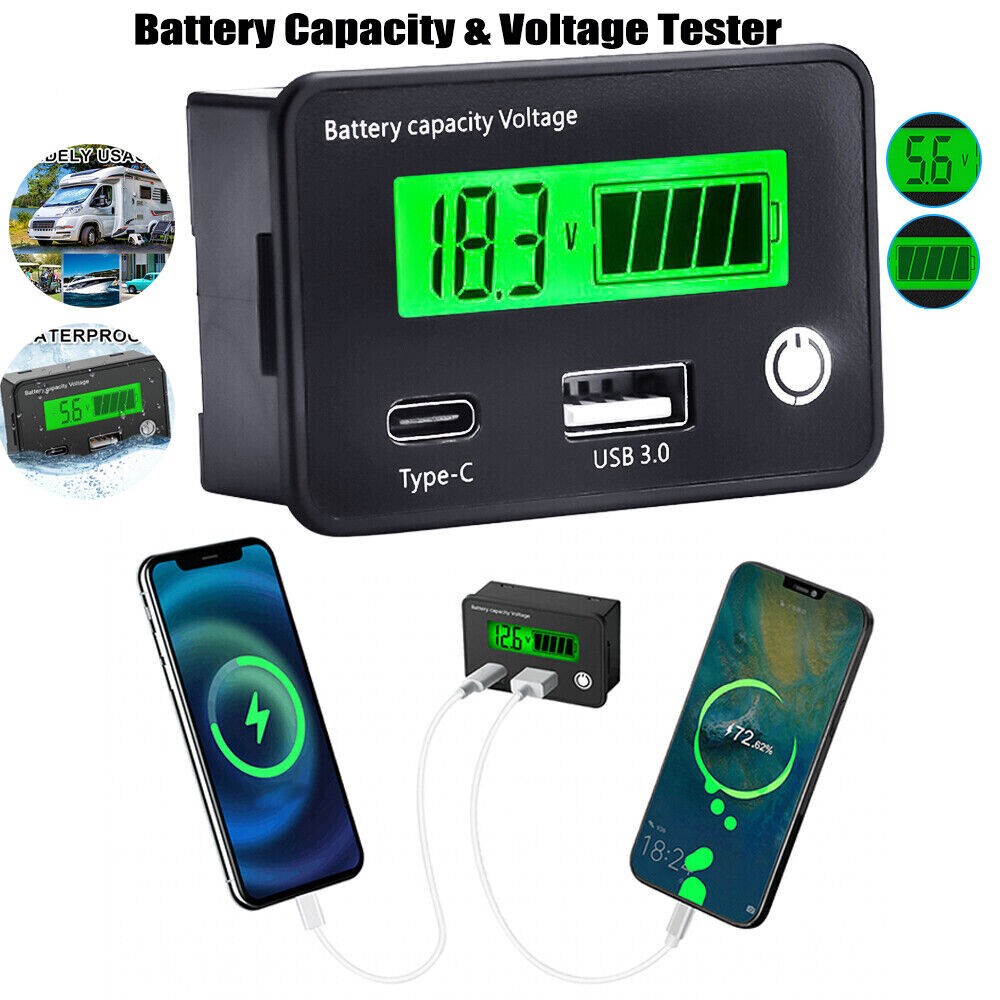 Battery Capacity Voltmeter Tester Lithium Voltage Meter Tester Gauge Monitor E