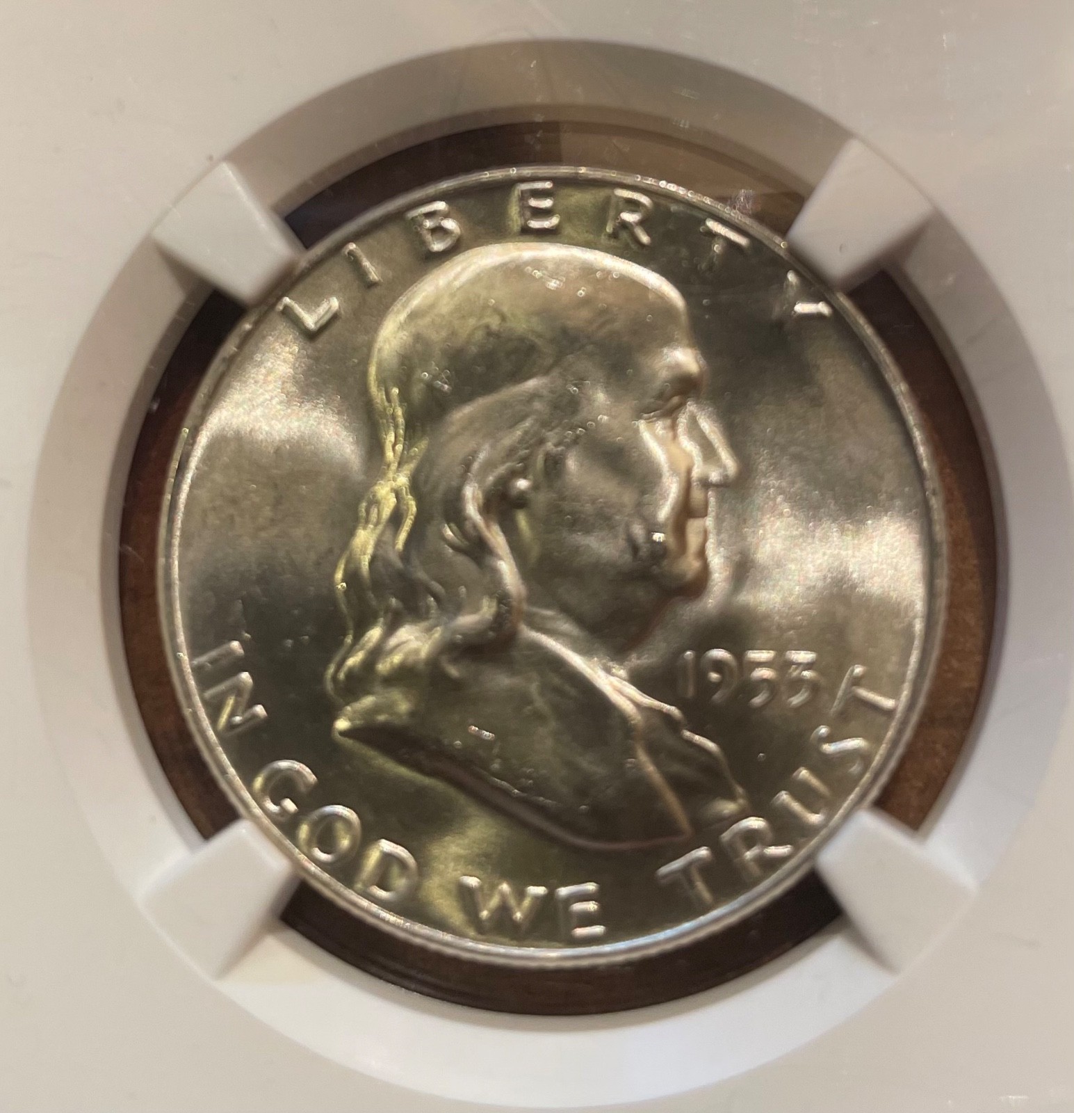 NGC Franklin Half Dollar 1953 D MS 64 FBL