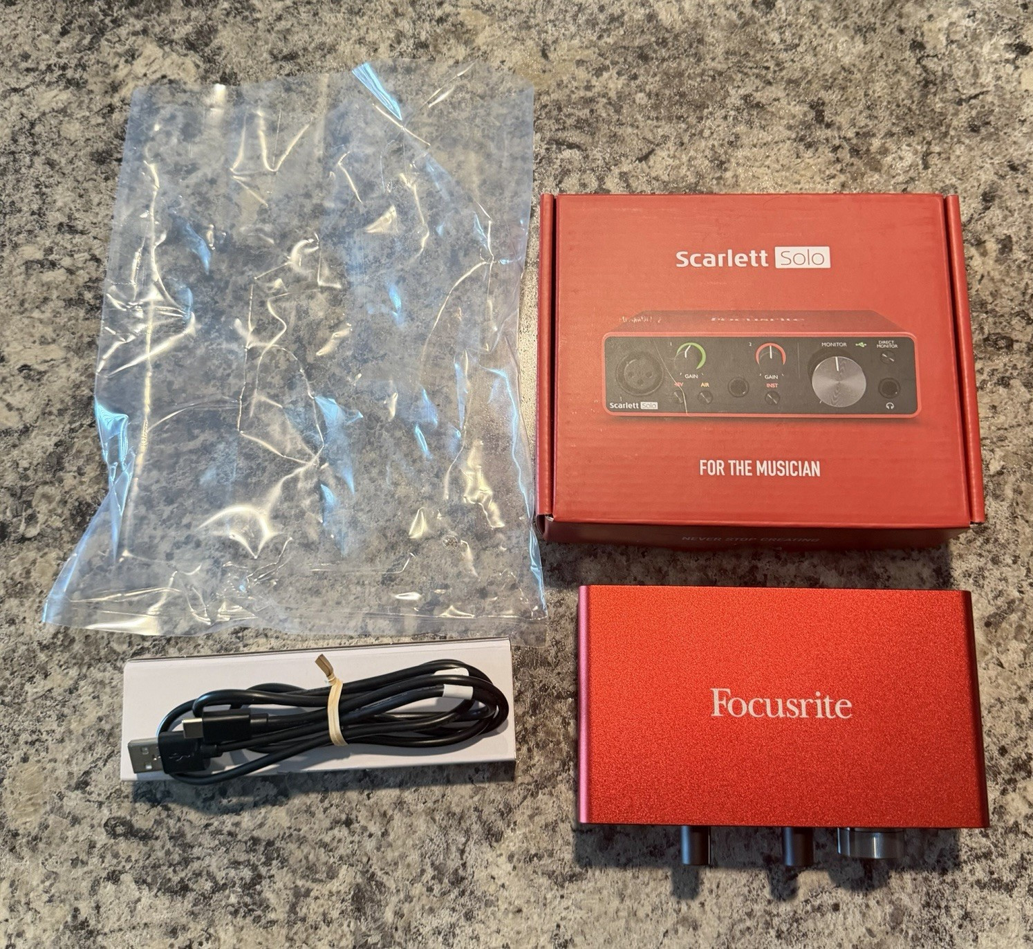 Focusrite Scarlett Solo 3rd Generation audio interface.