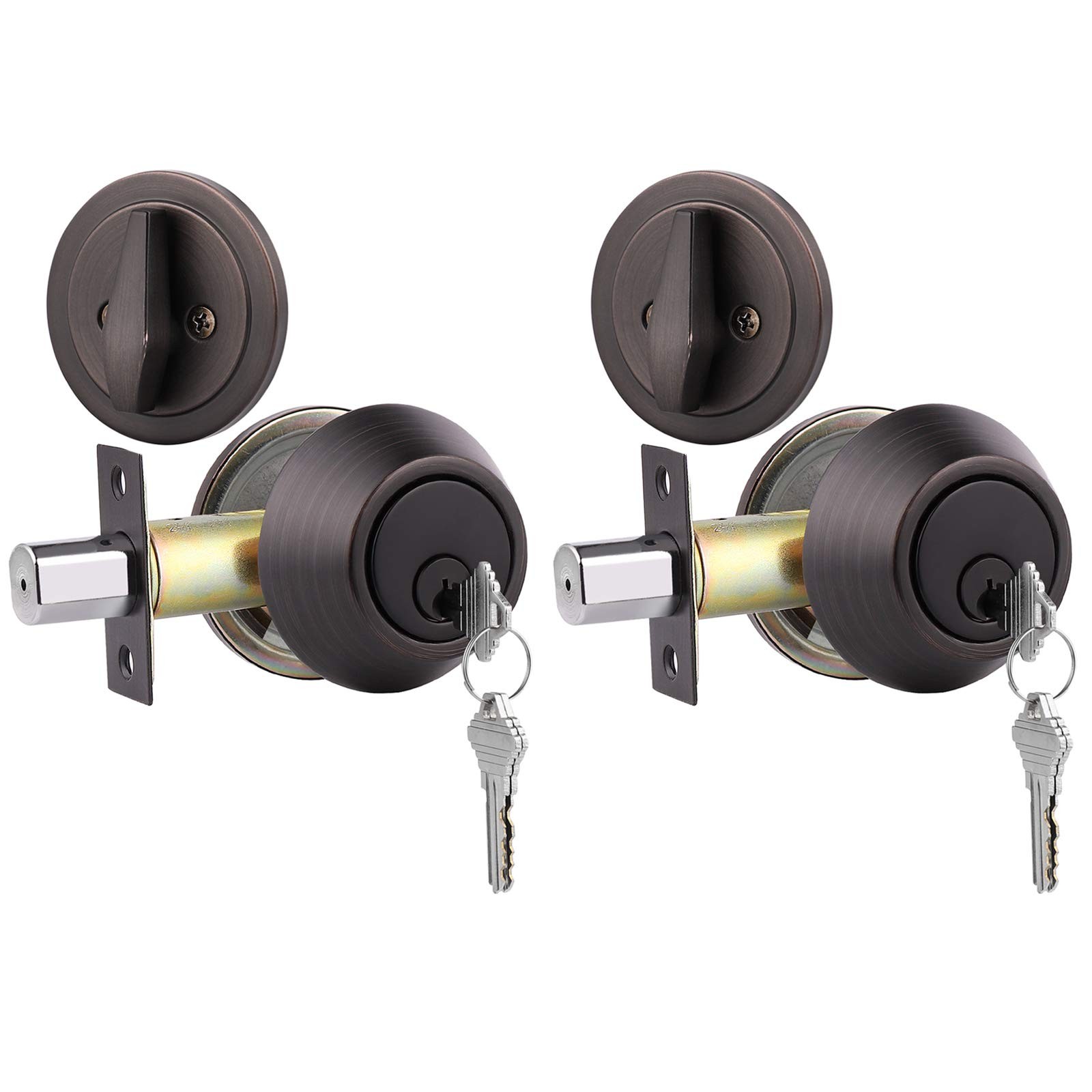 Single Cylinder Deadbolt Door Lock Keyed Alike Oil Rubbed Bronze 2 Pack