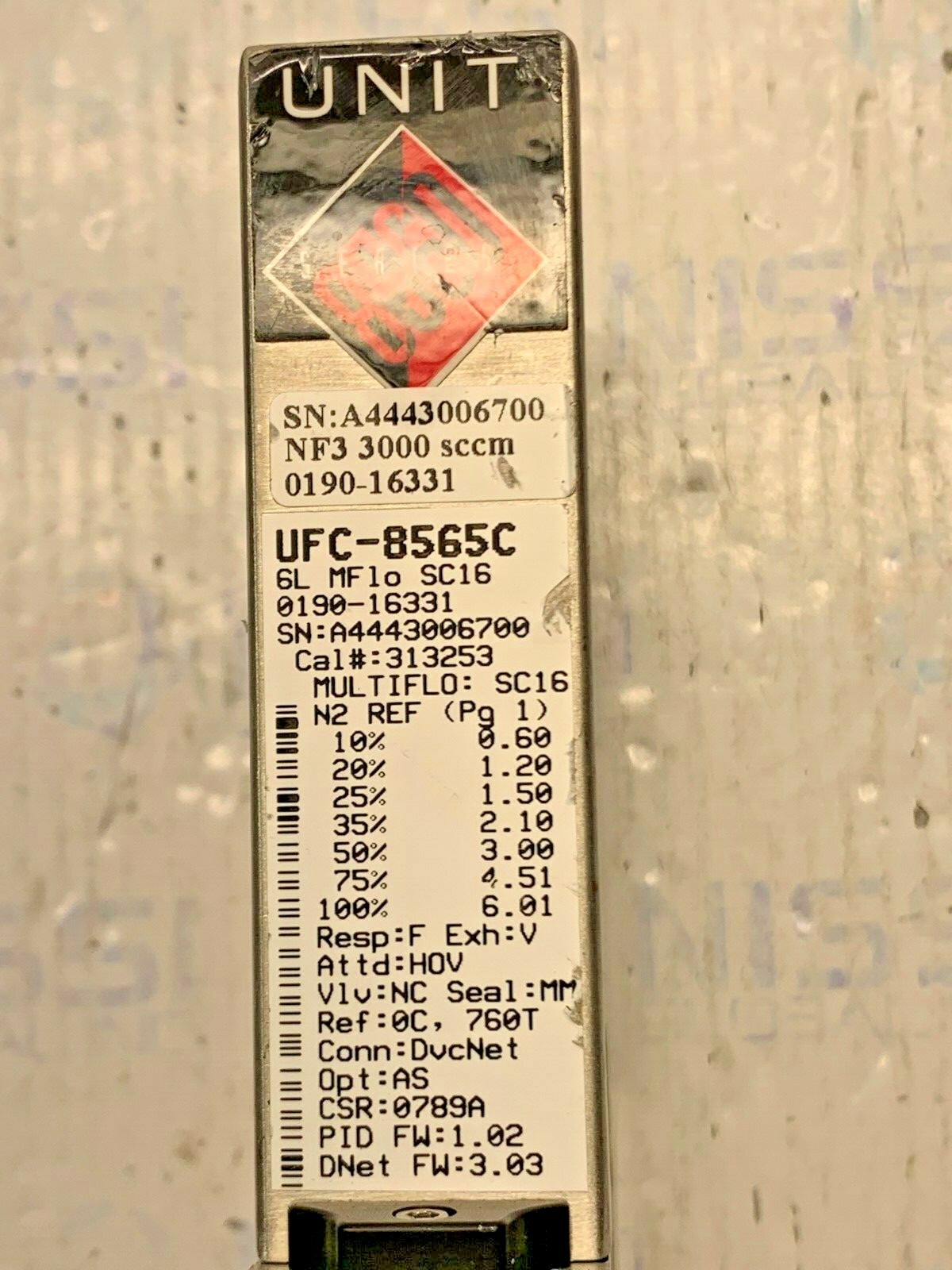 Celerity Unit UFC-8565 Mass Flow Controller NF3 3000 SCCM