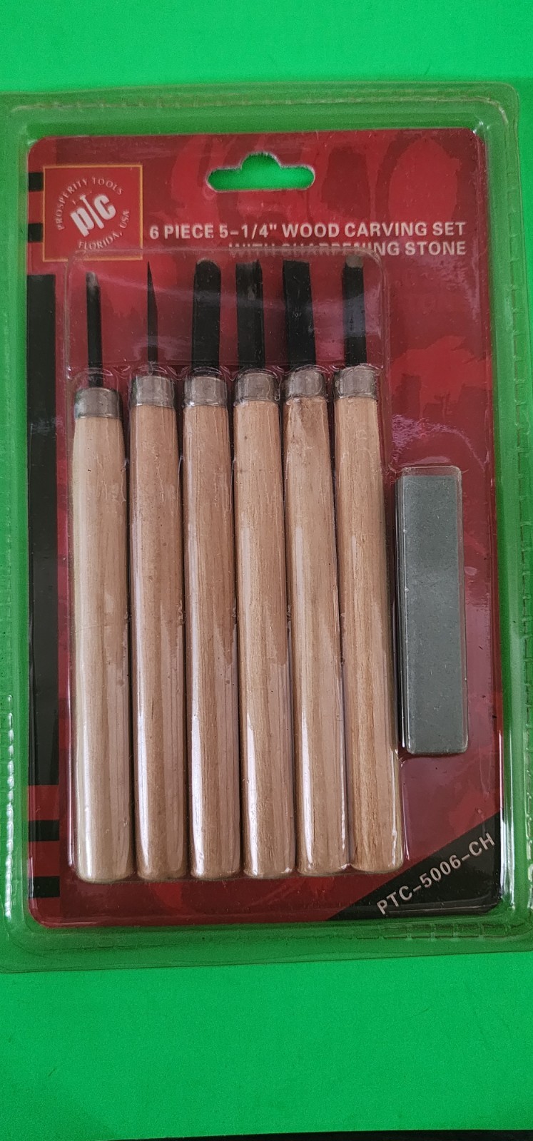 6pc Wood Carving Set w/ Sharpening Stone