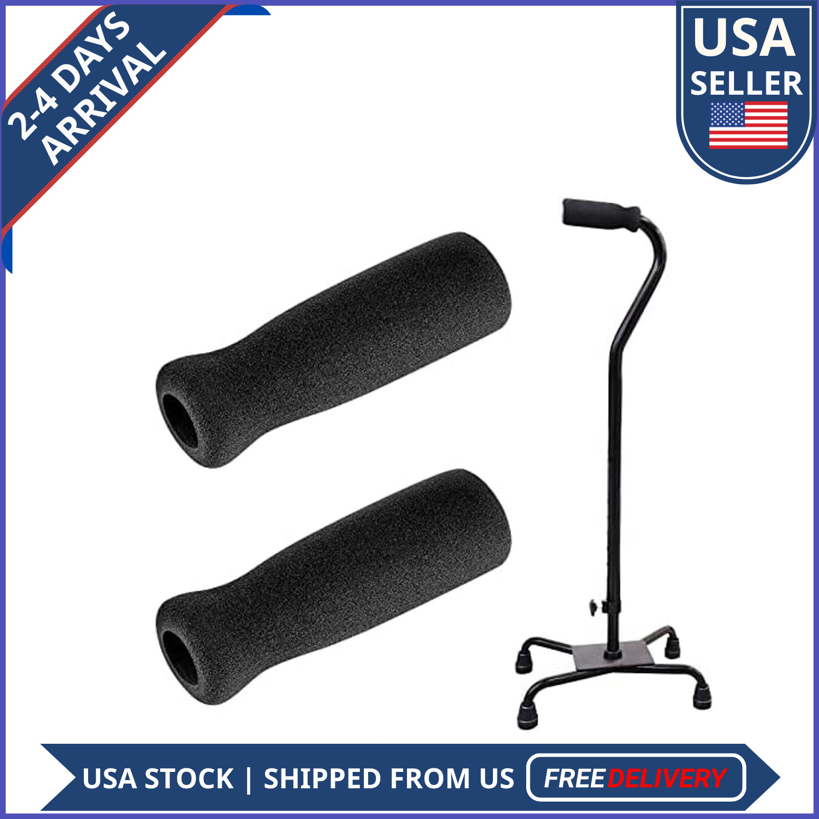 Foam Cane Handle Grip Black Bicycle Walking Cane Replacement Handle 4.5"
