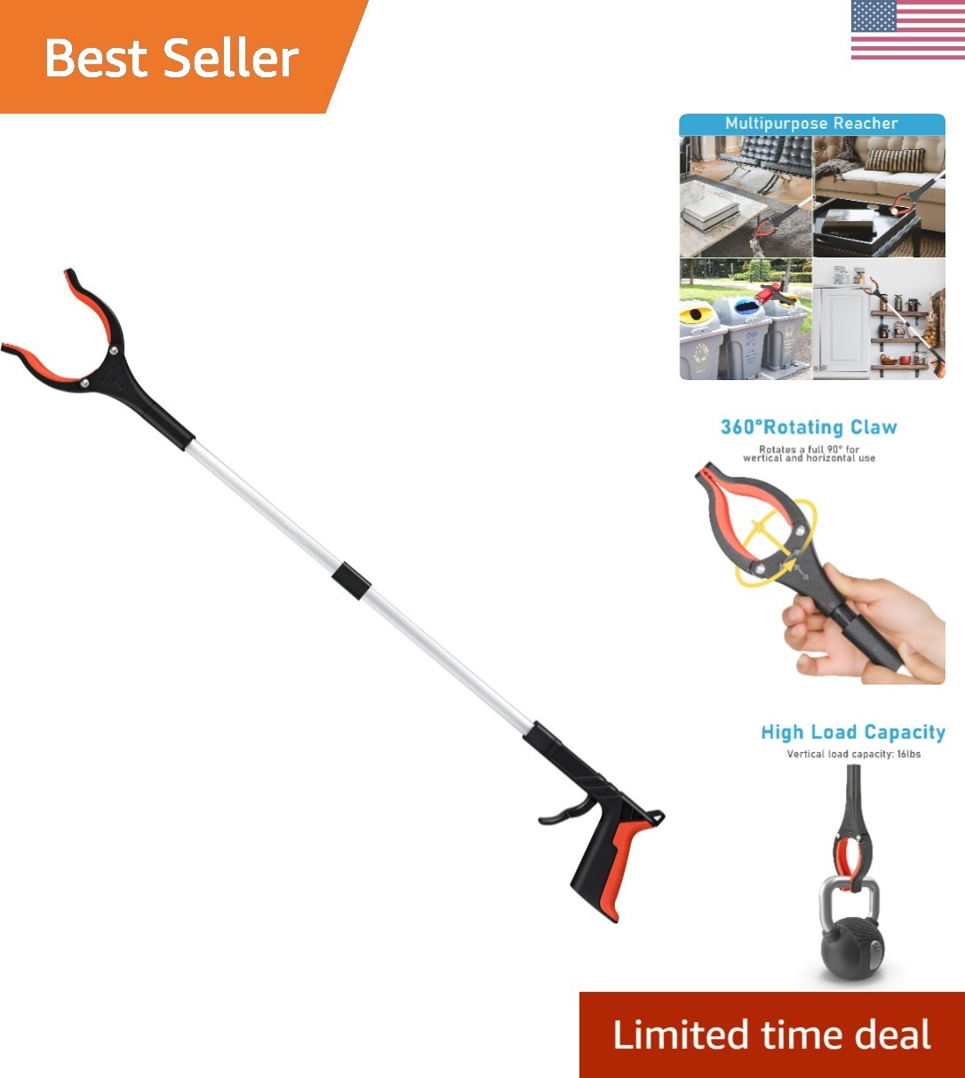 Grabber Reacher Tool, 32" Grabbers for Elderly, Lightweight Extra Long Handy ...