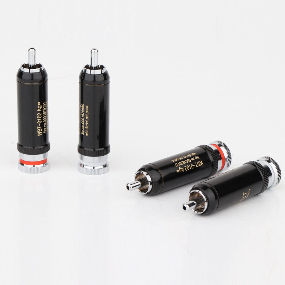 4Pcs Rhodium Plated WBT-0102 RCA Plug Connector Audio Interconnect Cable DIY b