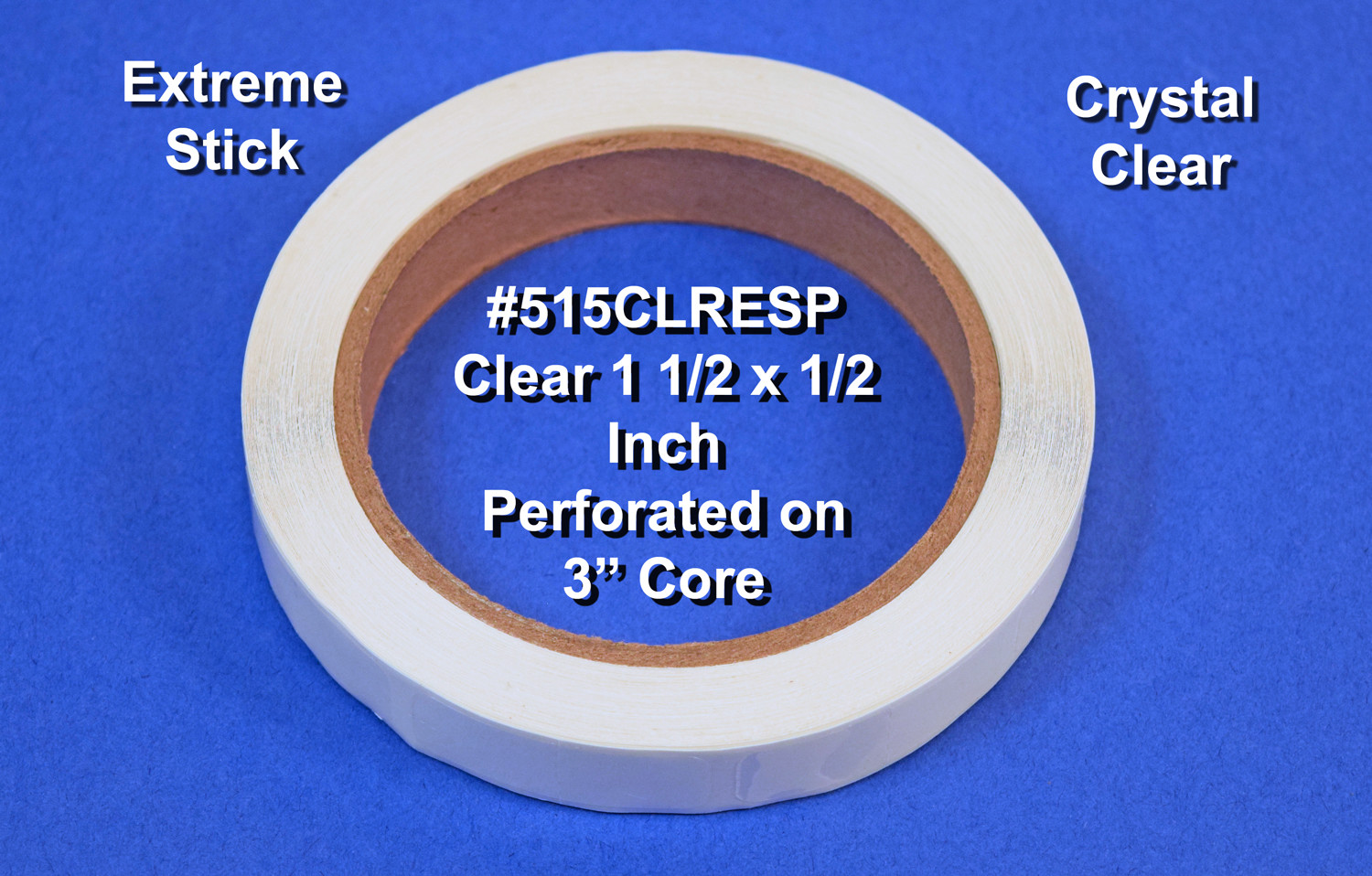Clear Rectangular Labels 1.5" x .5" Extreme Stick Perforated 500 Roll #515CLRESP
