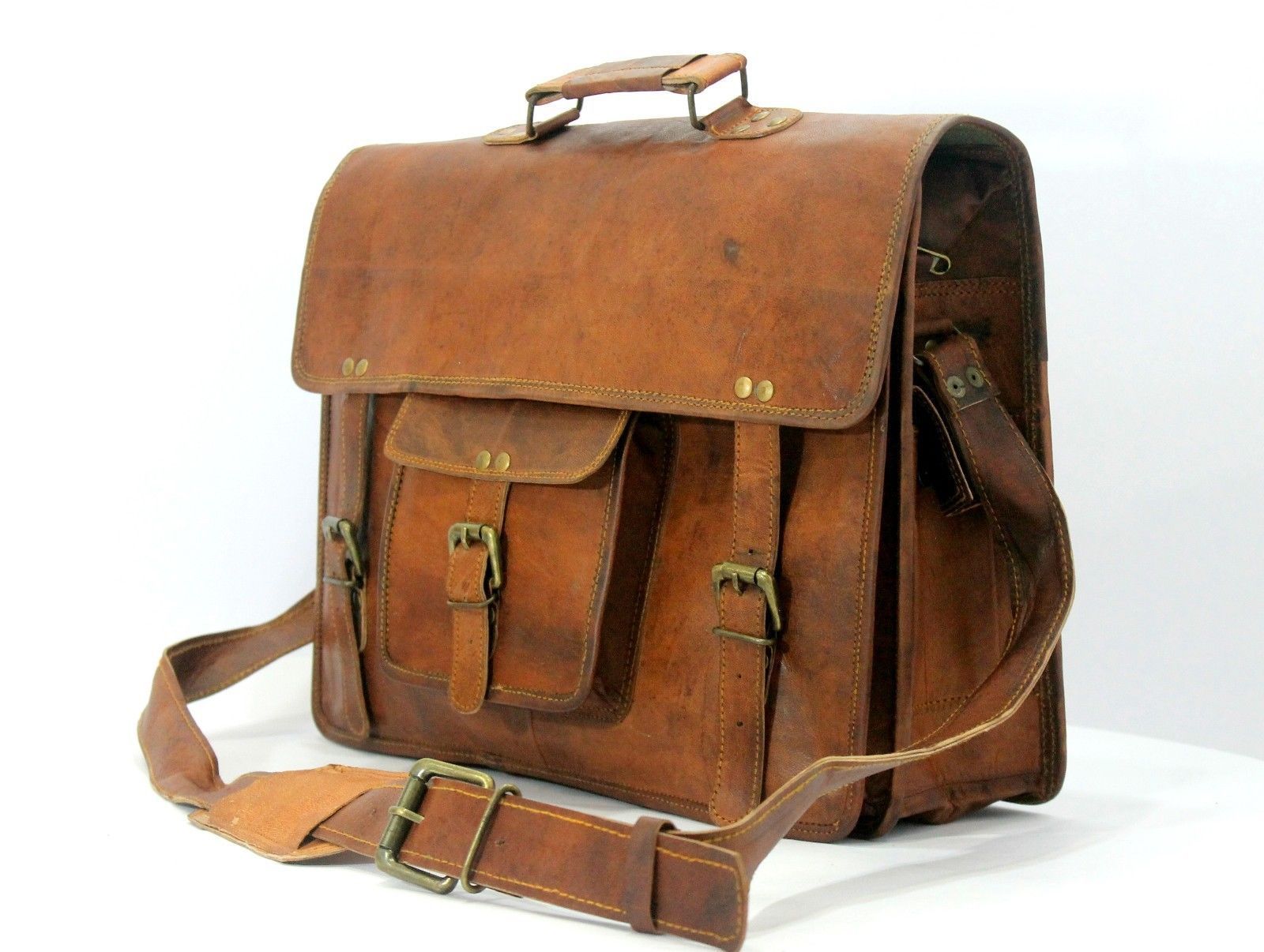 Vintage Leather Messenger  Macbook Laptop Briefcase Satchel Bag Handmade Case