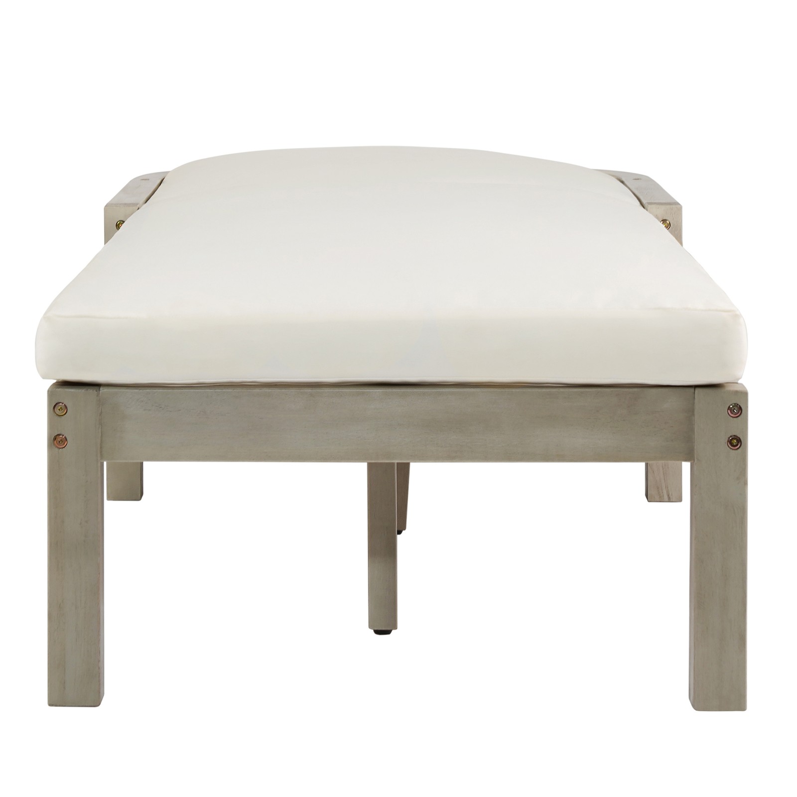 Patio Chaise Lounge Chair 2-Pack, Acacia Wood, Adjustable Backrest, Gray Cushion