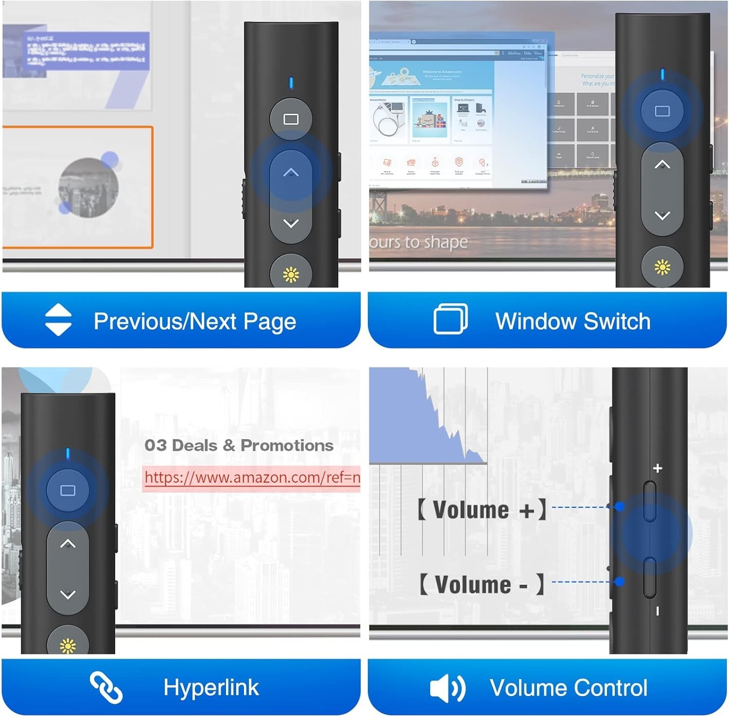 2 in 1 USB Type C Presentation Clicker with Laser Pointer, Wireless Presenter...