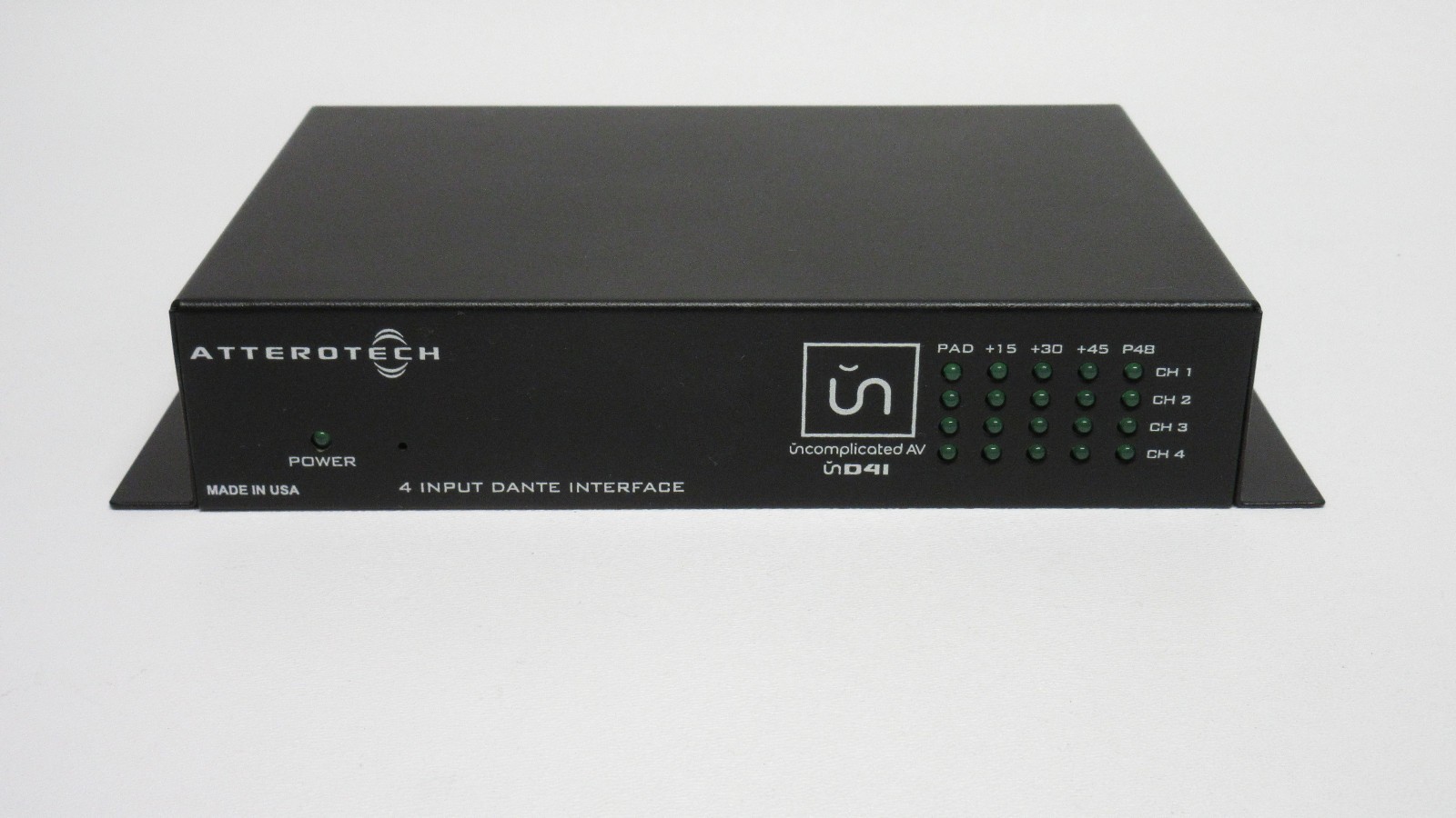 Attero Tech unD4i | 4 Input Dante Interface | PoE+DATA | USA | NO POWER ADAPTER