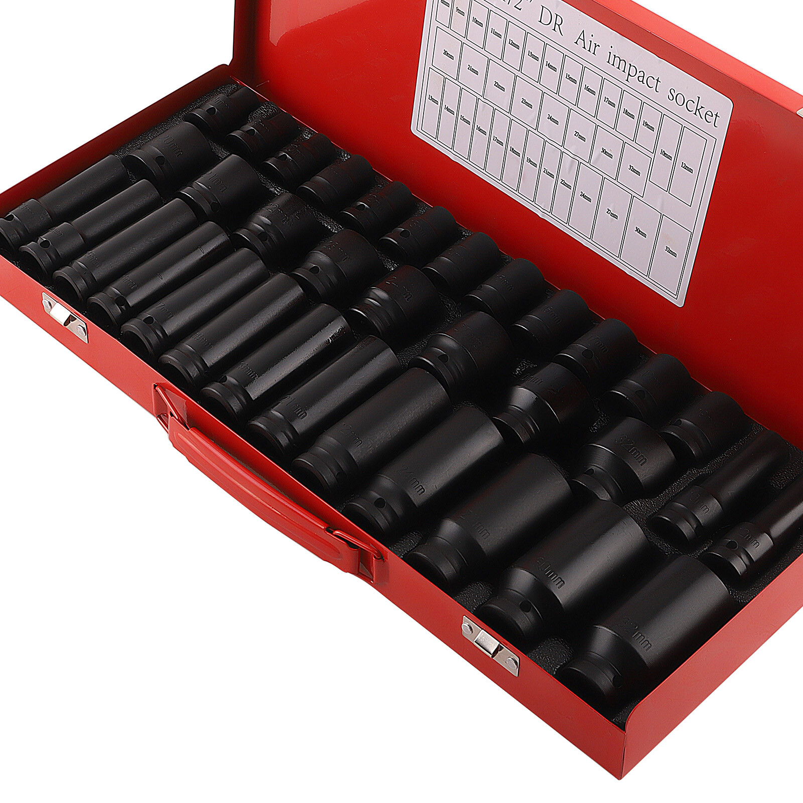35pc 1/2" Deep Impact Socket Set Drive 8-32mm 6 Point Metric Garage Tool New