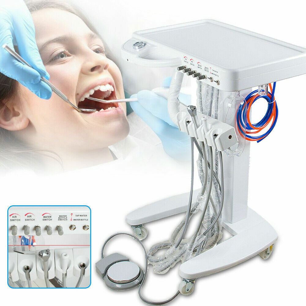 Portable Mobile Dental Delivery Unit System Cart Treatment Air Compressor 4 Hole