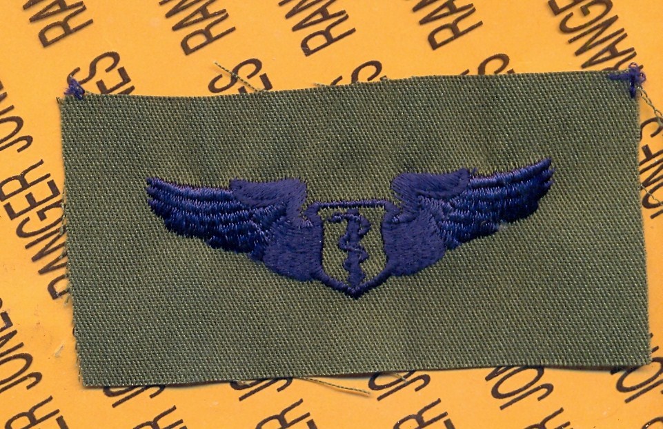 USAF Air Force Flight Surgeon Qualification wing badge OD Green & Blue patch