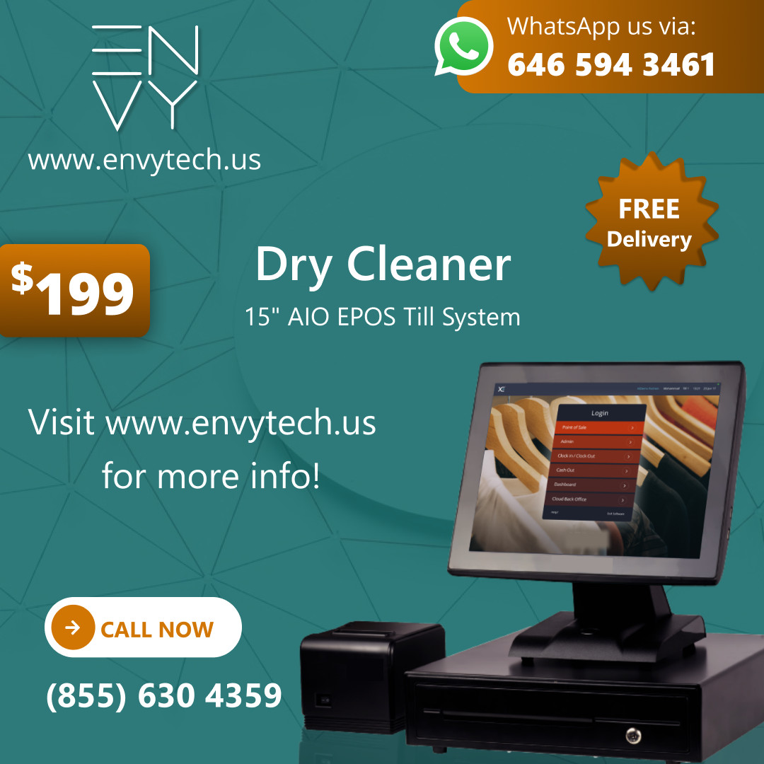 15" Touchscreen POS Cash Register Till System For Dry Cleaners
