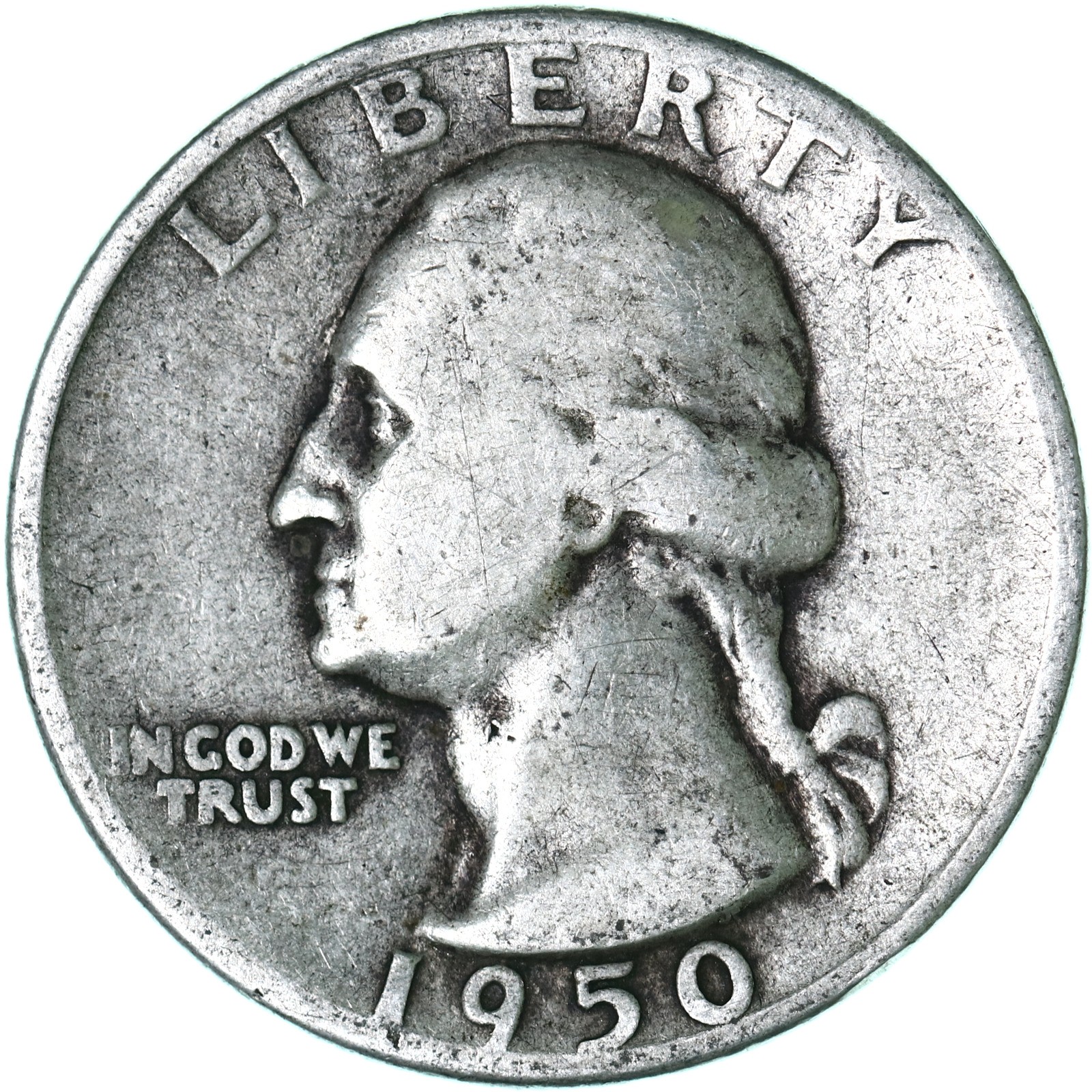 1950 S Washington Quarter 90% Silver Good GD