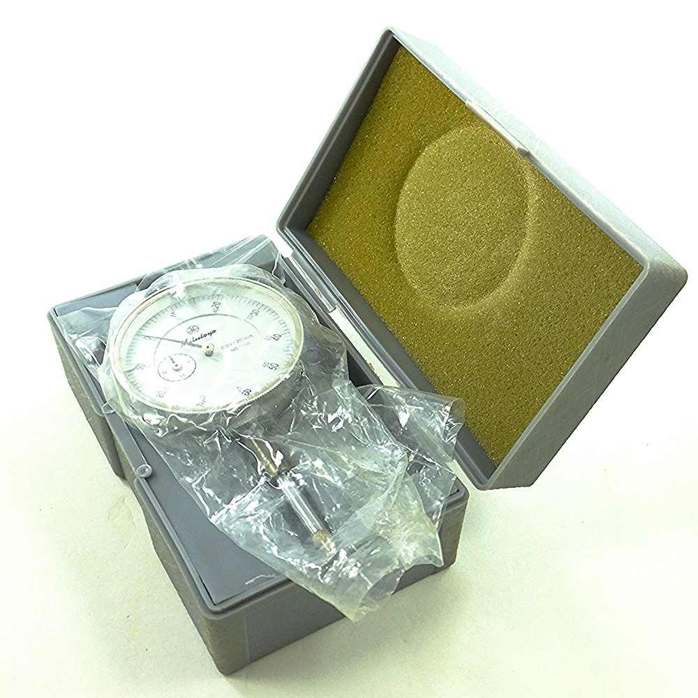 Mitutoyo 2050 Lug Back Indicator 0-20mm 0.01mm White Face 57mm Dial w/Case Japan