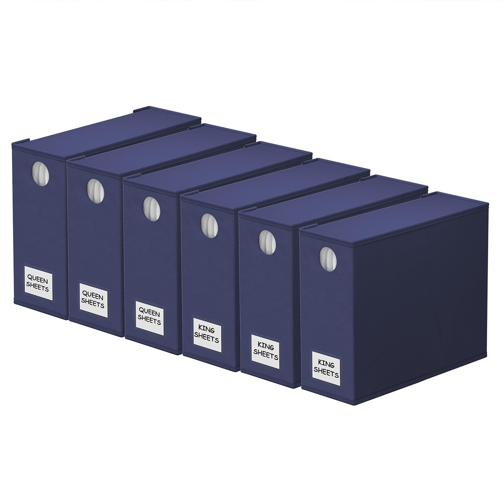 SpaceAid 6 Pack Bed Sheet Organizers and Storage, Foldable 6 Pack, Navy Blue