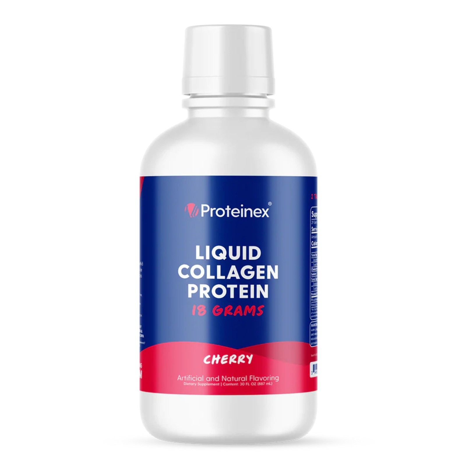 Proteinex Liquid Collagen Protein 18 Grams, 30 oz Bottle, Cherry, 4 Pack