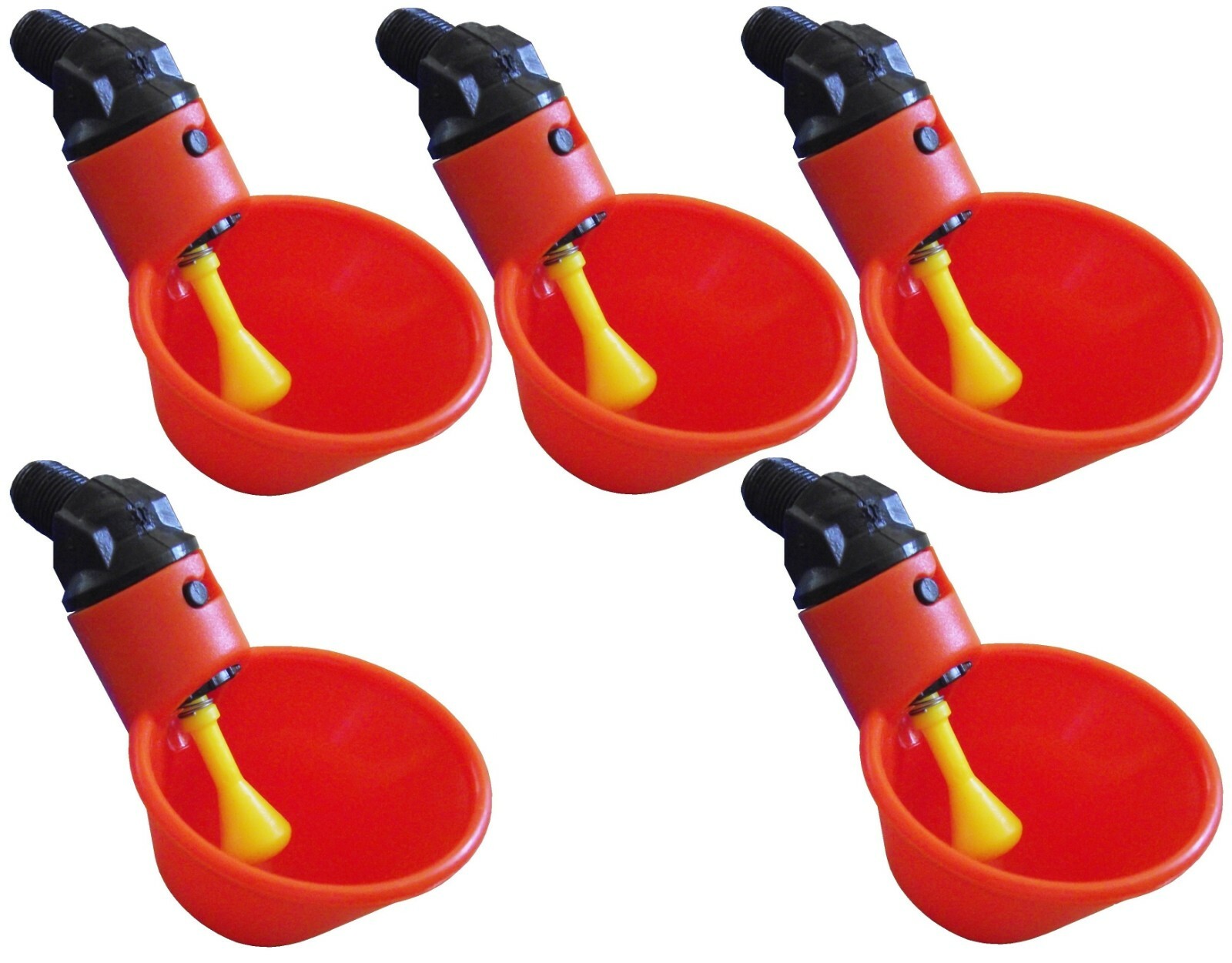 (5) AUTOMATIC WATERER DRINKER CUPS CHICKEN COOP POULTRY CHOOK BIRD TURKEY DRINK